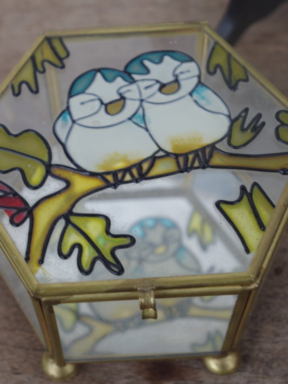 Cuttest Two Bird Whimaical  Trinket Box Brass